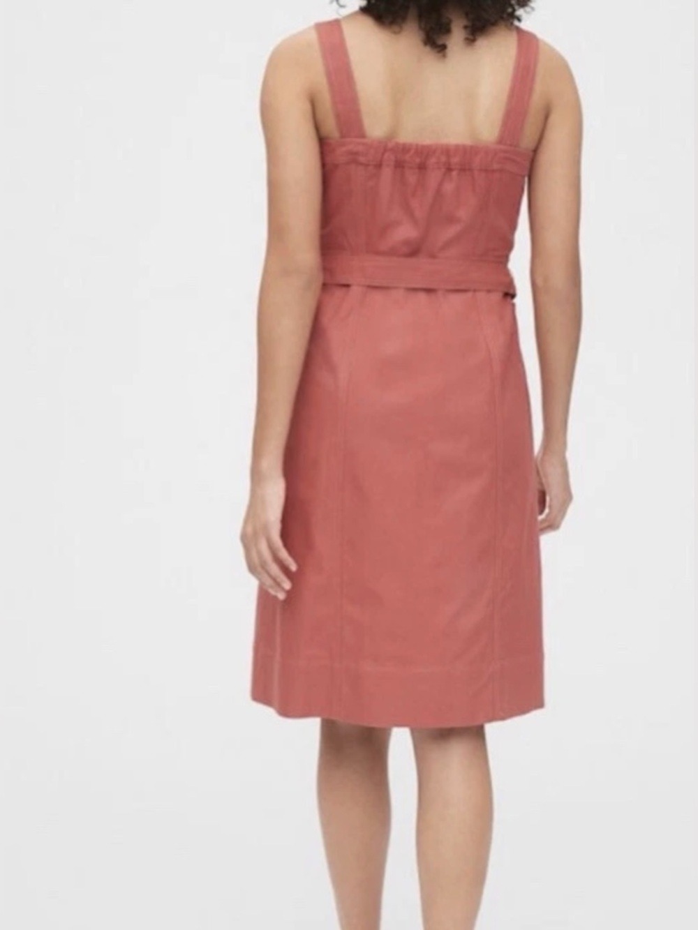 Gap Linen-Blend Button-Front Apron Dress NWT 4 Heart Pink Summer Festival Spring - Picture 2 of 5